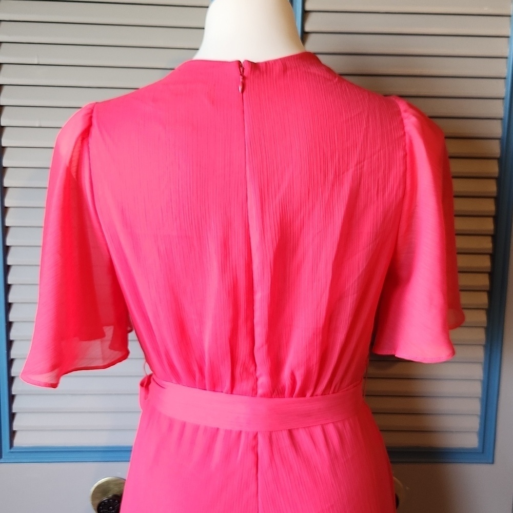 DKNY Pink Wrap Style Dress with Flowy Sleeves - Picture 9 of 12